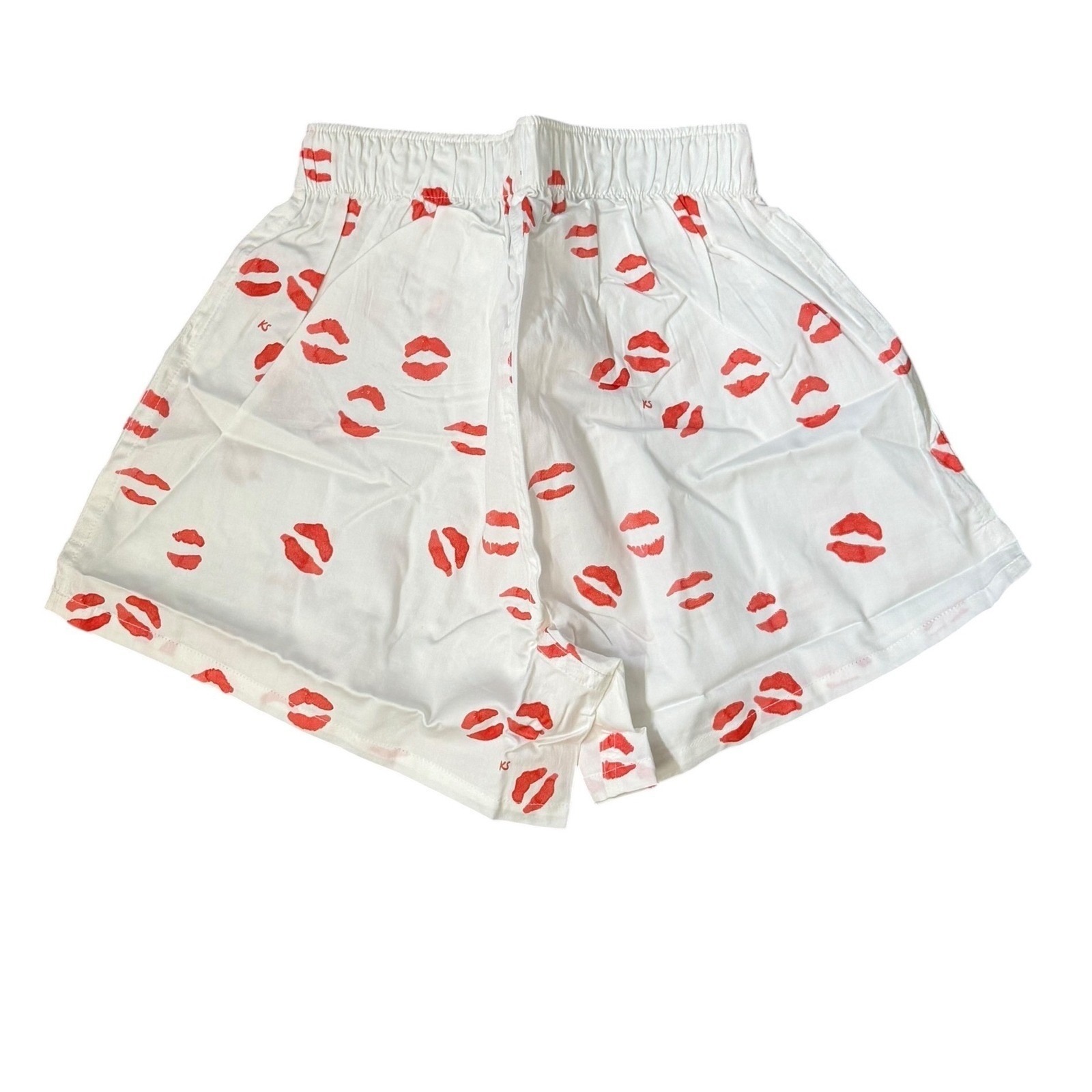 Lake Kate Schelter Pajama Shorts Womens Size Xxs White Red Lips Cotton Sleepwear — image 3 of 8